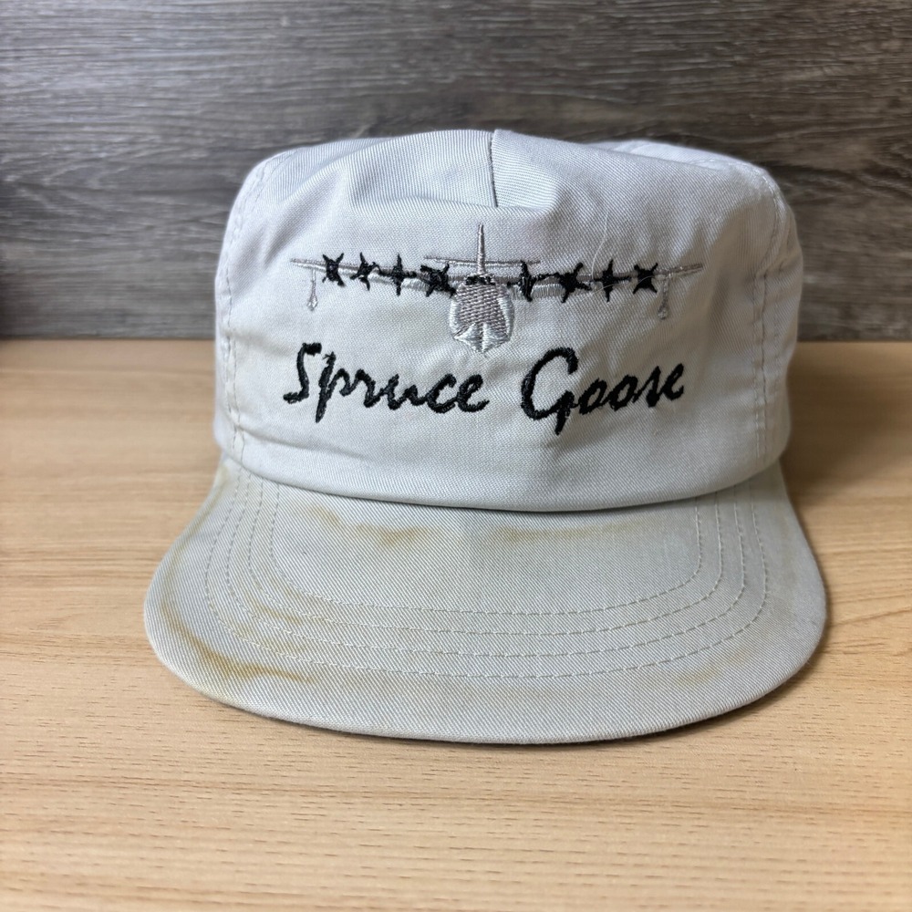 Vintage Spruce Goose Hat Cap Snap Back Gray Trucker Planes Jets Adjustable